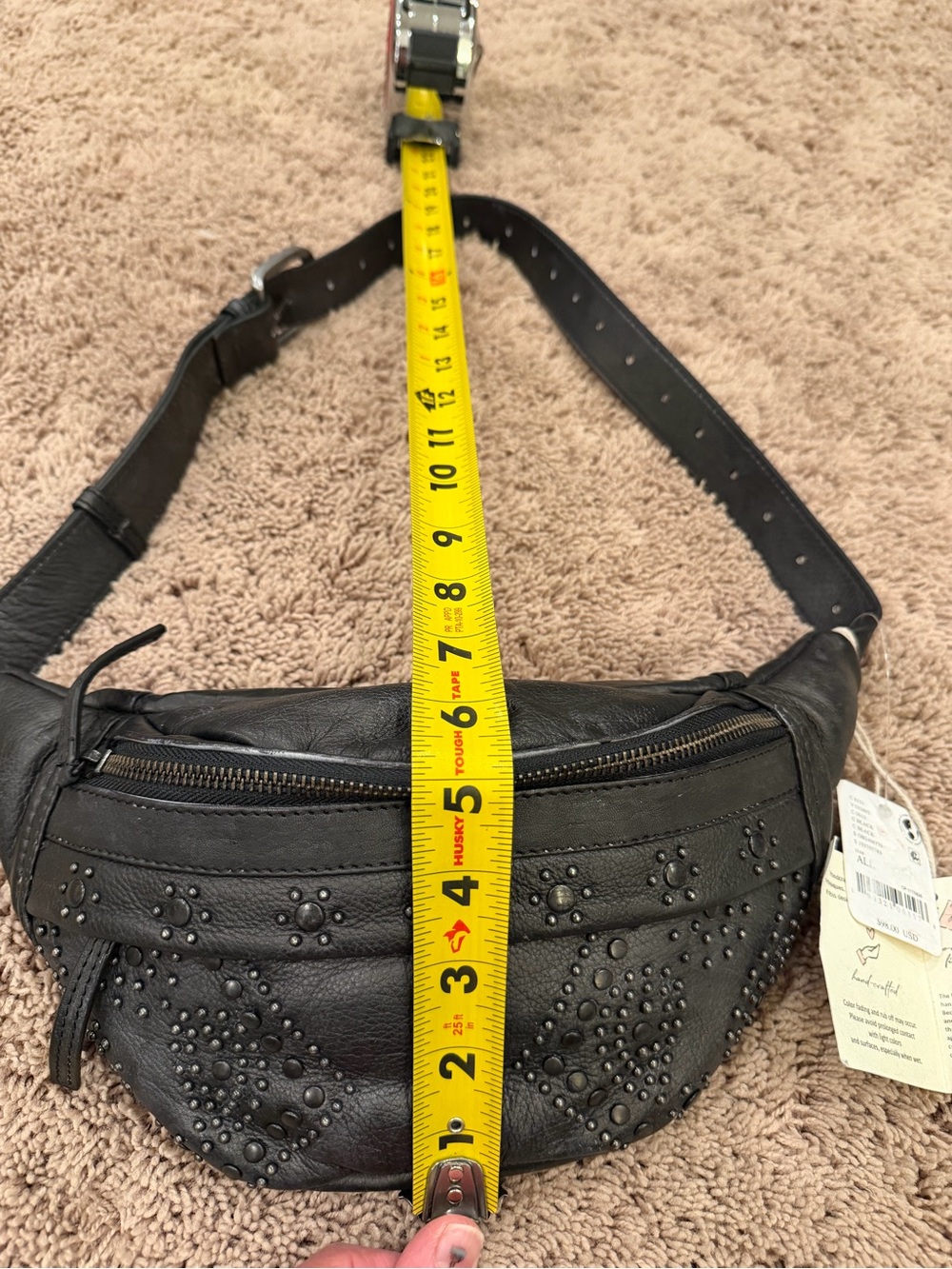 NWT new free people Ana adorned studded leather sling bag black purse - Picture 13 of 17